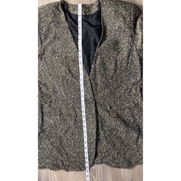 Hand Sewn Black Brown Textured Tweed Single Button Blazer Sz 12 - Picture 9 of 10